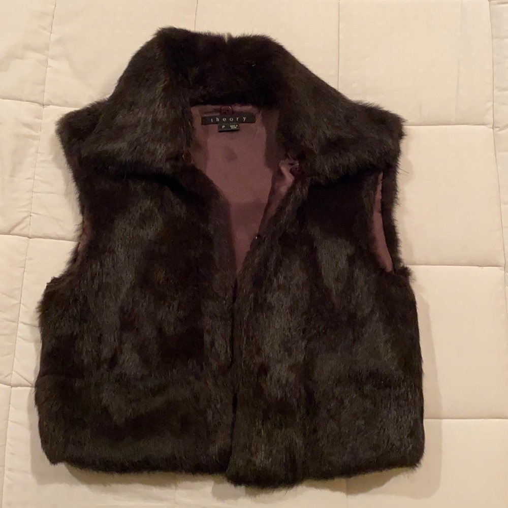 Theory Brown Fur Vest size P